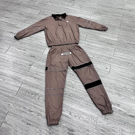 Custom Letter Screen Print Zip UpTracksuits Nylon Mesh Lining Tracksuits for Men Windbreaker Turn-down Collar Tracksuit