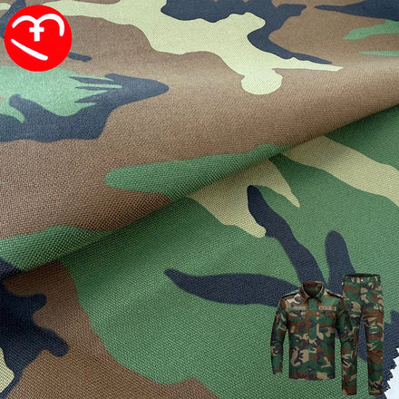 US M81 Woodland Camouflage 500D 1000D Nylon 66 Cordura Oxford Fabric FR Fire Retardant Cold Resistant Tear Resistant Waterproof