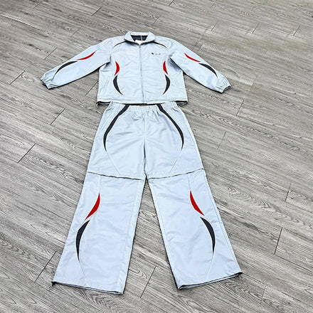 Custom logo Baggy Sports Tracksuit Polyester Mesh Windbreaker Turn-down Collar Tracksuit Plus Size Designer Tracksuit