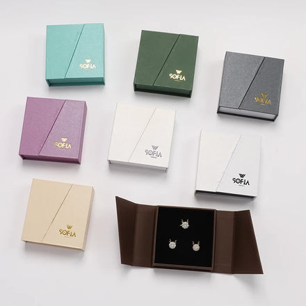 Luxury Colorful Cardboard Paper Bracelet Necklace Ring Earrings Gift Jewelry Boxes Packaging with Custom Logo