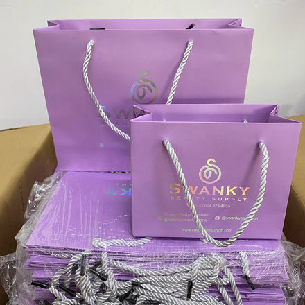 Custom Luxury Coated Paper Bag for Shopping for Cosmetics Perfumes Wigs Skincare Chocolates with Kraft Material Ribbon Handle