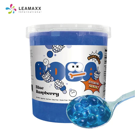 Taiwan Leamaxx Sour Bursting Boba Blue Raspberry Flavor Juice Ball Bottle 3.2kg for Bubble Tea