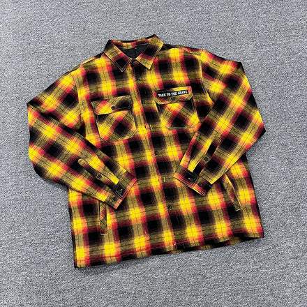 Custom Men Flannel Plaid Shirt Button Long Sleeve Plus Size Polo Shirts with Logo Plain Embroidery Boys Polo Shirt