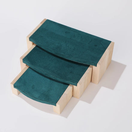 Customized Ring Jewelry Jade Counter Display Stand Jewelry Necklace Accessories Display Stand Wooden PU Three-piece Set