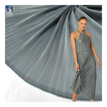 YX929 Minimum Order Quantity 5 Yards Polyester Smooth and Soft Satin Pleated Fabric Satin Pleated Dress Fabric for Women