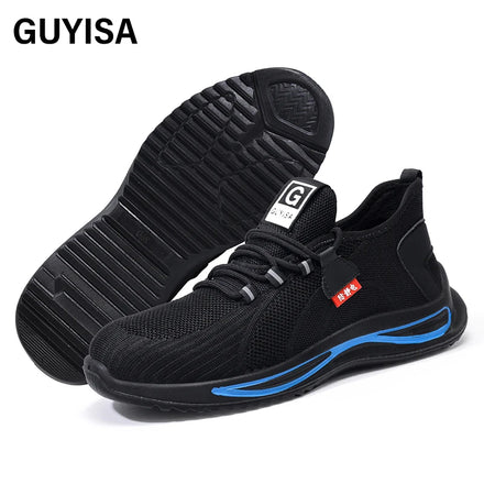 GUYISA New Style Anti-static Fly Woven Fabric Upper Solid Double Density Polyurethane PU Sole Safety Shoes