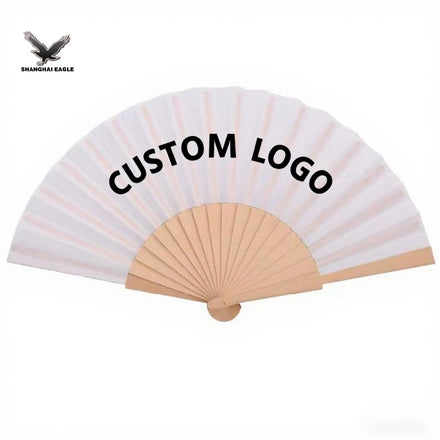 Customizable 9-Inch Vintage Bamboo Folding Fan Fabric Lining Hand Painted Advertising Blank for Home Wedding Gift Decoration