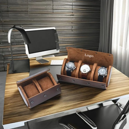 Custom Logo Factory Manufacturer's Retro Watch Roll Crazy Horse Leather Travel Watch for Couples Made High Leather