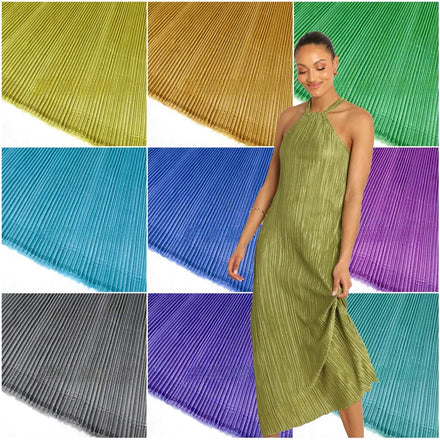 YX929-1 Multicolor Custom Designs Satin Pleated Dress Apparel Fabric Woven Soft 100 Polyester Elastic Satin Pleated Fabric