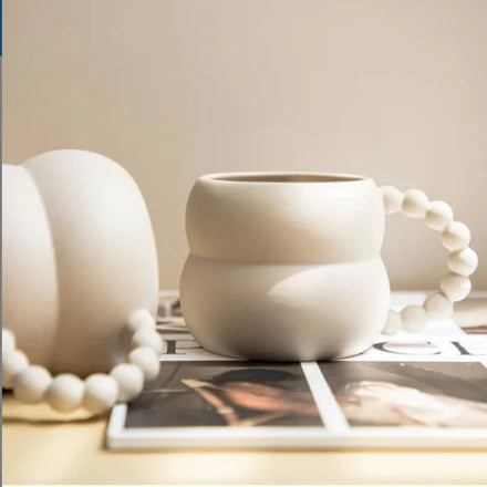 Handmade Ceramic Large Cup Porcelain Chubby Mug Reusable Clean Coffee Cup with Handle