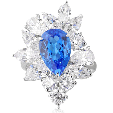 4.3CT Classic Luxury Cobalt Spinel Rings GRA Lab Grown Gemstone 925 Sterling Silver Wedding Bands for Women's Anniversary