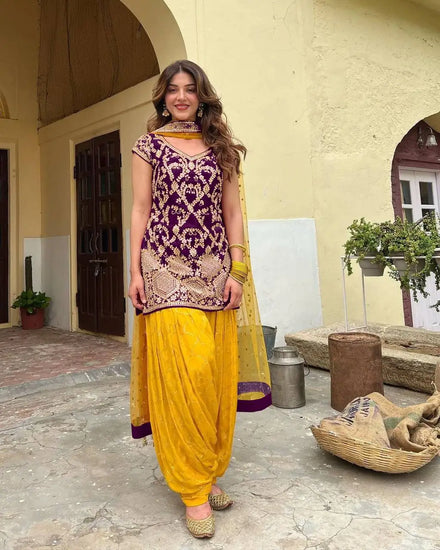 Tennecy's New Ready-Made Collection Pure Vichitra Silk Heavy Embroidery Sequence Work Ankle-Length Indian Pakistani Women's
