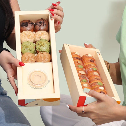 Eco Friendly Customized Bakery Packaging Sushi Cake Pastry Bakery Cookie Packaging Brownie Paper Packing Box with Sauce Dip