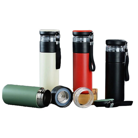 Portable 304 Stainless Steel Vacuum Thermos Cup for Business Car Use Tea Water Separation Feature PC Perfect Gift for Tea Lovers