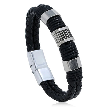 Men's Retro Leather Bracelet Fashion Jewelry Wholesale Accessories Lucky Charm Bracelets Bangles Alloy Bucklel Custom Jewelry
