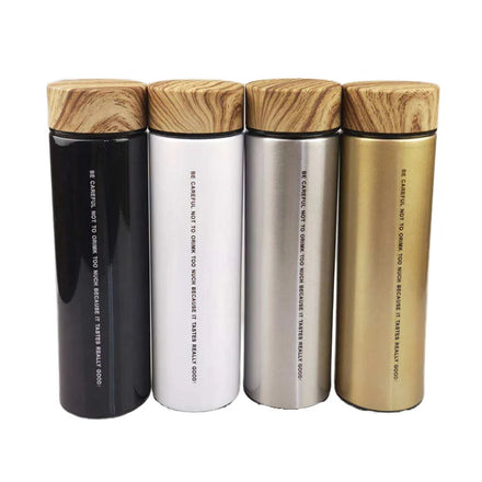 500ML Stainless Steel 304 Insulated Portable Cup Classic Wood Grain Lid Vacuum Bottle for Car Foreign Trade Business PC 350ml