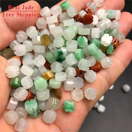 Certified Jadeite Type a Emerald Three-Color Cross Flower