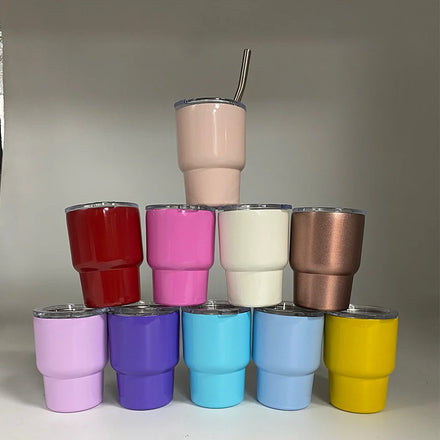 Hot Selling 2oz 3oz Stainless Steel Mini Tumbler Shot Glass Cups PC Whisky Drinking Sublimation Tumbler Straw Water Parties