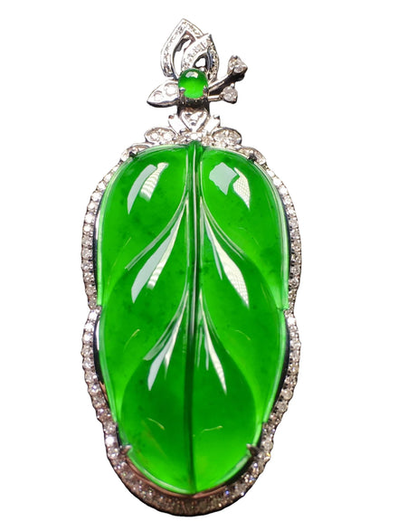 18K Gold Diamond white Pendant a Type Jadeite Ruyi Guanyin White Gold white Green Purple Jade Buddha white Pendant Necklace