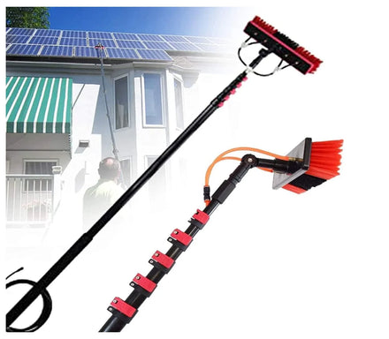 Outdoor Telescopic Cleaning Tools Kit 12ft-39ft Water Fed Window Cleaning Pole with Hose Spray/Scraper Solar Panel Tool Cleaning