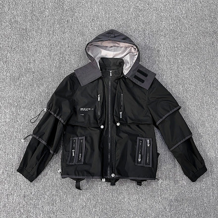Custom Men's Oversized Hooded Zip up Jacket Ski Mountaineering Outdoor Hooded Jacket Cyberpunk Techwear Fashion Jacket
