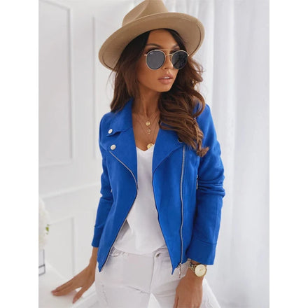 2025 New Autumn/Winter Hot-selling Women's Suede Zip & Button Decor Slim-fit Casual Coat Tops for Women Stylish