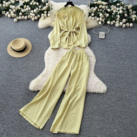 Women's Casual Sets Bandage Top And High Waist Set Jogging Suits Wholesale