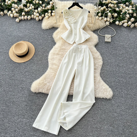 Summer Women's Elegant Sets V-Neck Sleeveless Top And High Waist 3D Set Ropa Wholesale