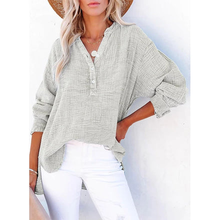 2025 Spring New Style Women's Solid Color Single-breasted Long-sleeve Shirt Top Tops for Women Stylish