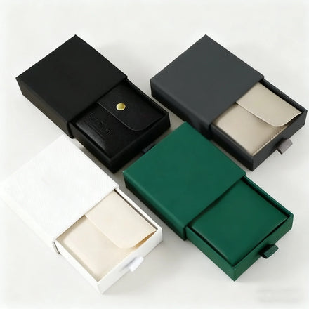 Luxury PU Leather Deboss Printing Jewelry Container Button Ring Pendant Earrings Bracelet Dust Bag with Elegant Envelope Pouch