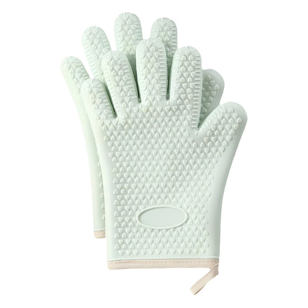 Dotted Style Kitchen Oven Cooking Gloves Food Grade Silicone Cotton Lining Printed Heat Resistant Waterproof Oven Safe Easily