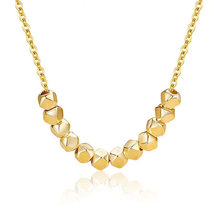Gold Silver Unique Design Fashion Jewelry Sterling Silver S925 925 Sterling Silver Rhombus Beaded Necklace for Women