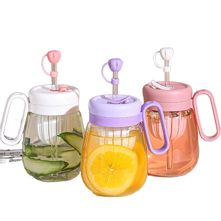 JM Wholesale 500ml Clear Glass Reusable Tumbler Custom Label Detachable Vacuum Coffee Mug for Straw Lid Parties Gym Direct