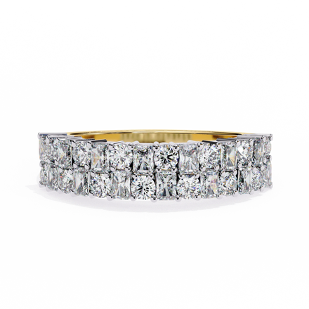 Luxury Lab Grown Double Row Diamond Ring 18K Gold Wedding Band Radiant Cut 1.20 Carat IGI Certified Ethnic Style Rhodium Ring