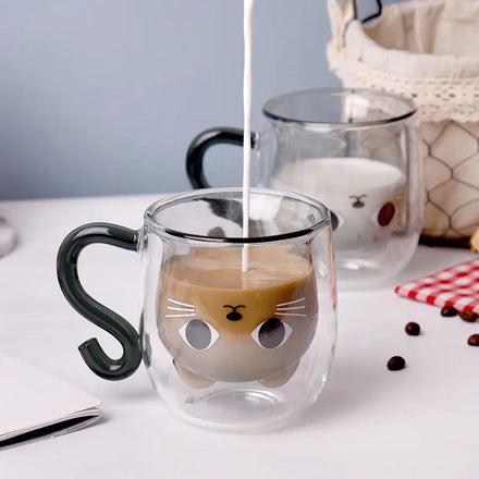 Customizable Cute Mug Glass High Temperature Resistant Double Layer Milk Cups New Glass Drinkware Product