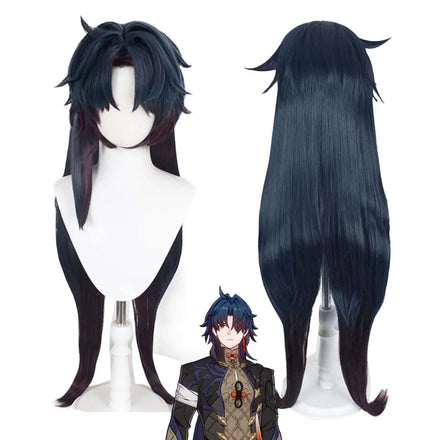 Men Game Honkai Star Rail Blade Cosplay Dark Blue Red Long Hair Wig GAHC-008