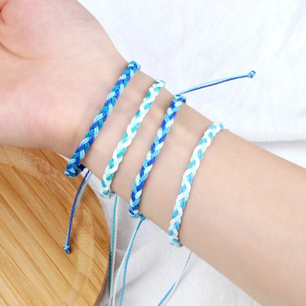 Adjustable Waterproof Friendship Lucky Prayer Jewelry Handmade Woven Tibetan Buddhist Wax String Bracelet for Women Men