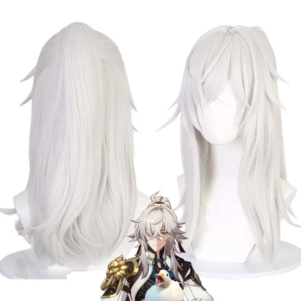 Honkai: Star Rail Jing Yuan Cosplay White Long Half Ponytail Wig GAHC-008