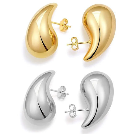 Glossy Thick Chunky Dome Women Girls Jewelry Gifts Stainless Steel Teardrop Fashion Daily Waterdrop Stud Earrings