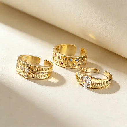 QIKU Timeless Gold Plated Copper Ring for Couples Trendy Simple yet Stylish Design for Anniversaries and Gifts