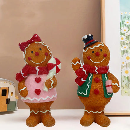 Creative Christmas Decoration Lovely Resin Gingerbread Man Figurine Ornament for Holiday Gifts