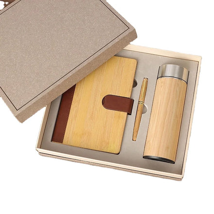 Wholesale New Luxury Business Gift Set 3-in-1 Pen Notebook Bamboo Office Stationery for Corporate Gifts