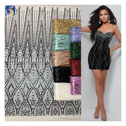 YX944 2026 200gsm African Evening Dress Mesh Cheap Lace Fabric Glitter Sequin Embroidered African Lace Fabrics for Clothing