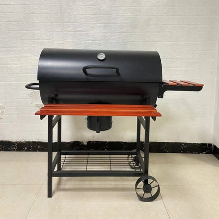 American-Style Premium Steel Powder Coated Oil Drum Smoker Barbecue Grill for Garden Party Outdoor & Camping