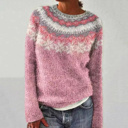 2025 New European and American Women's Sweater - Wish Bestselling Crew Neck Color - Block Loose Fashion Pullover Knitwear