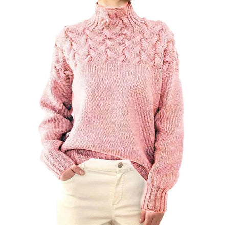 2026 Autumn Winter New Arrival Fashionable Women's Turtleneck Long-Sleeve Sweater with Cable Knit Details Custom OEM/ODM