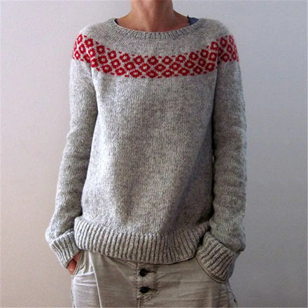 2025 New European and American Style Women's Bestselling Crew Neck Color-Block Loose Fashion Pullover Knit Sweater