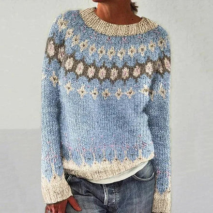 2025 New European and American Women's Sweater - Wish Bestselling Crew Neck Color - Block Loose Fashion Pullover Knitwear