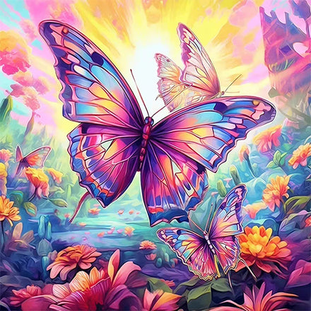 Wholesale 5D DIY Colorful Butterfly Diamond Painting Set Handpainted Wall Decoration 40*40cm Garden Scene