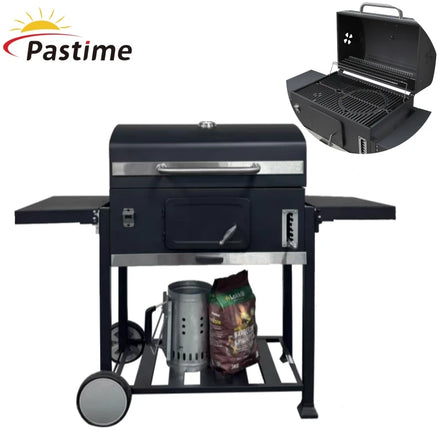 Fast Delivery Heavy Duty XXL Big Trolley Outdoor Barbecue Outdoor BBQ Grill Cast Iron Grill With 2 Wheels